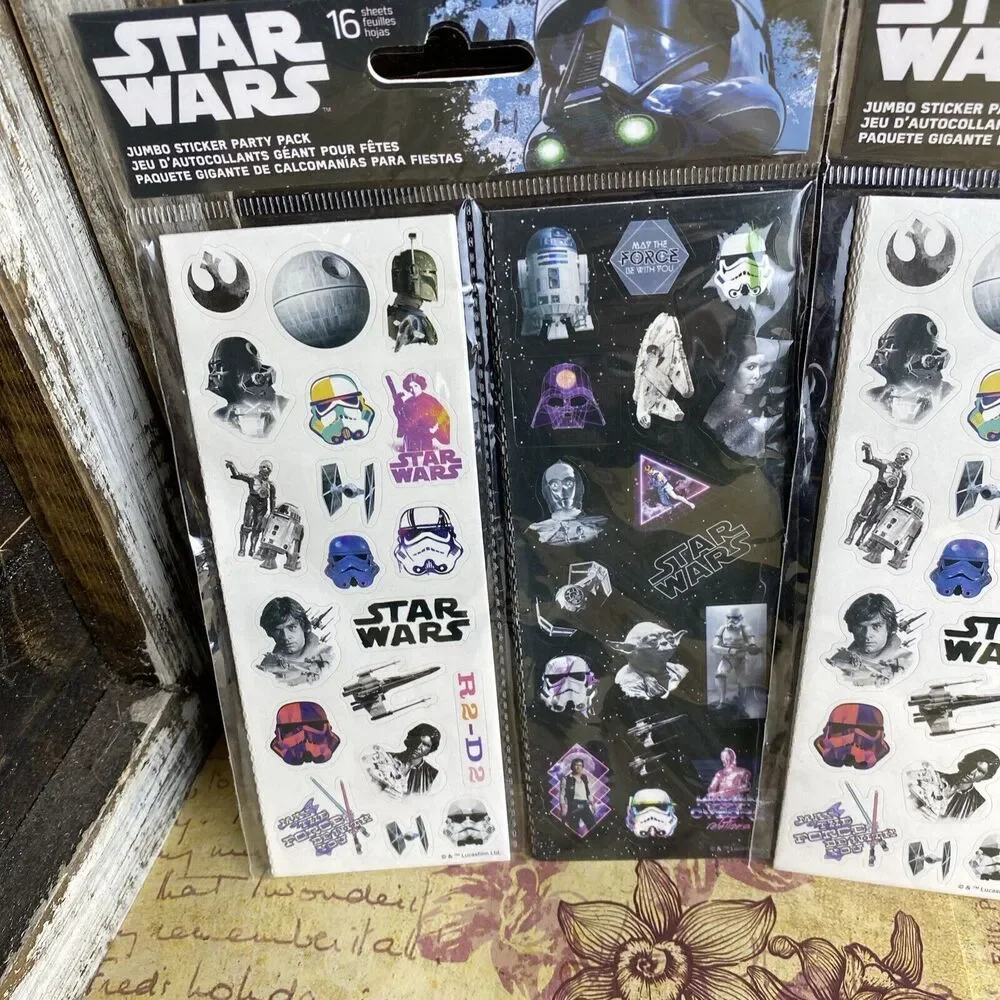 Lot Of 3 Pack Star Wars Jumbo Sticker Party Pack 2016 Sandylion Stickers
